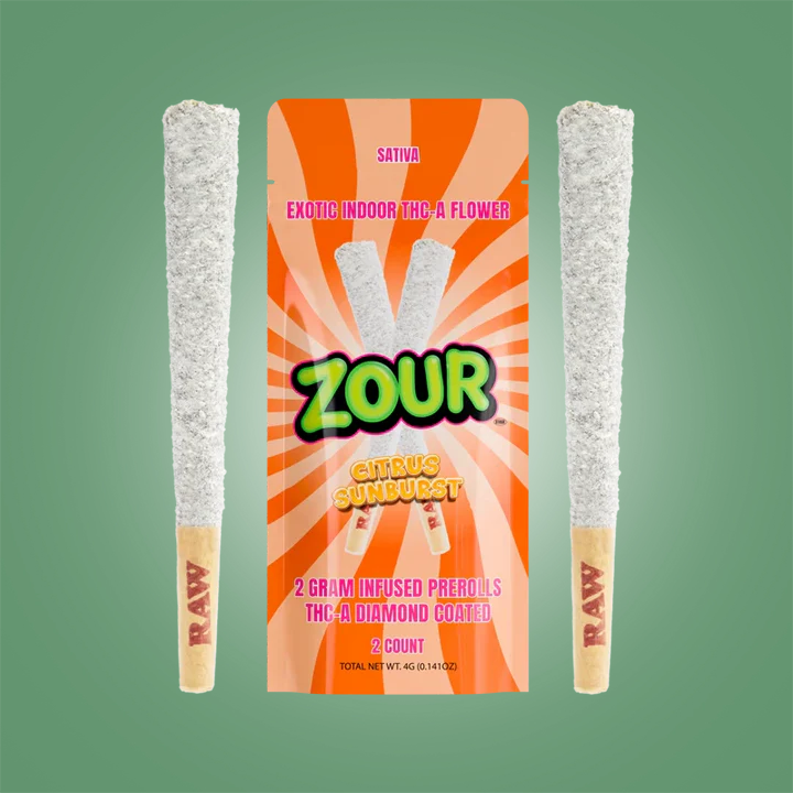 Zour Stash Citrus Sunburst Diamond Coated 2g Preroll, 2ct